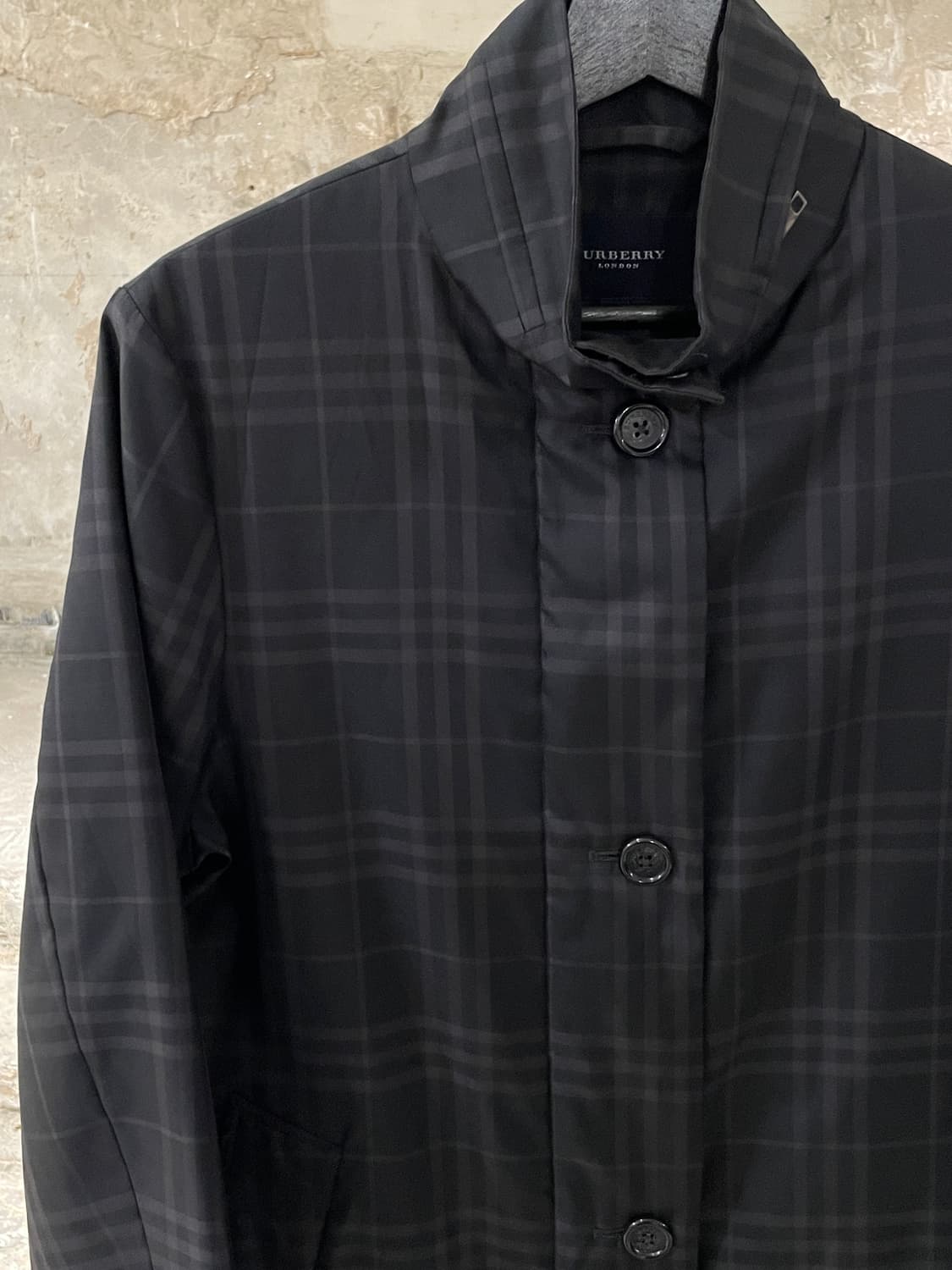 버버리 블랙 노바체크 히든 집업 버튼 폴리에스터 코트 상품이미지2