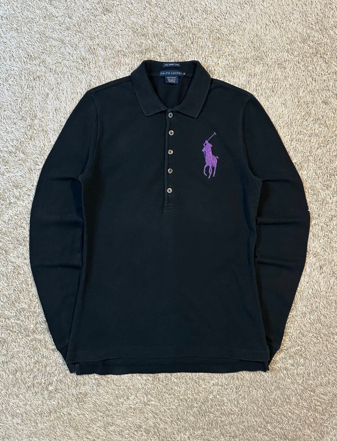폴로 랄프로렌 빅포니 로고 바이올렛 PK 긴팔 카라티 블랙 상품이미지1