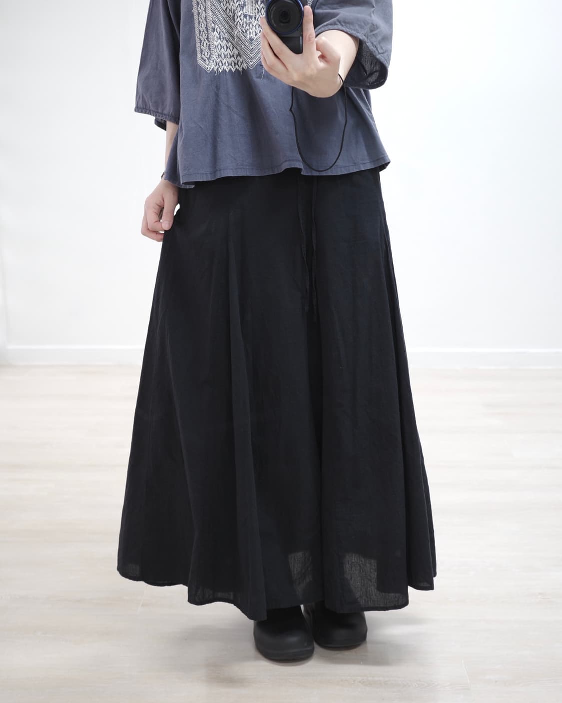 Black A-line skirt 상품이미지1