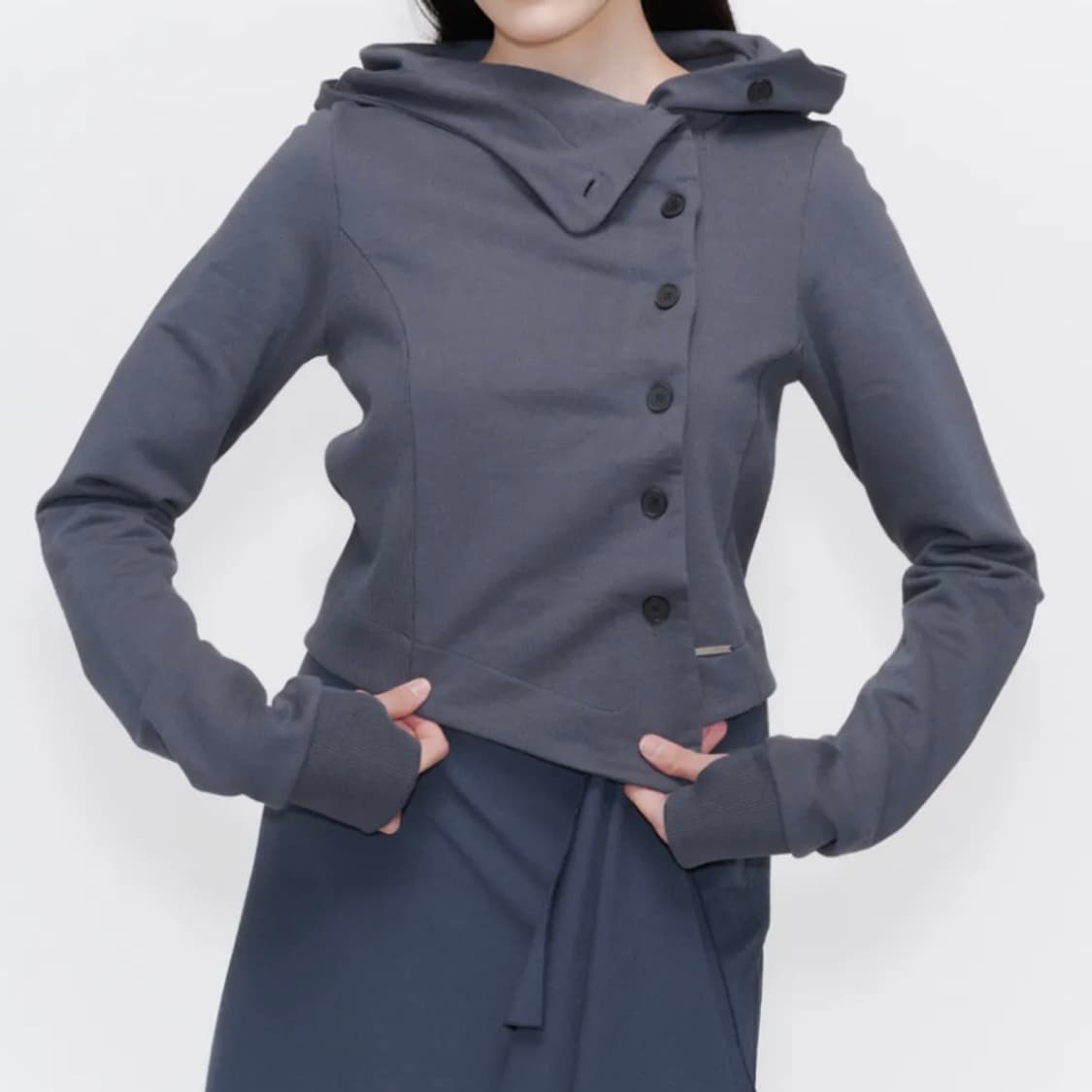 미세키서울  카울넥후디 챠콜Cowl neck hoodie CHARCOAl 상품이미지2