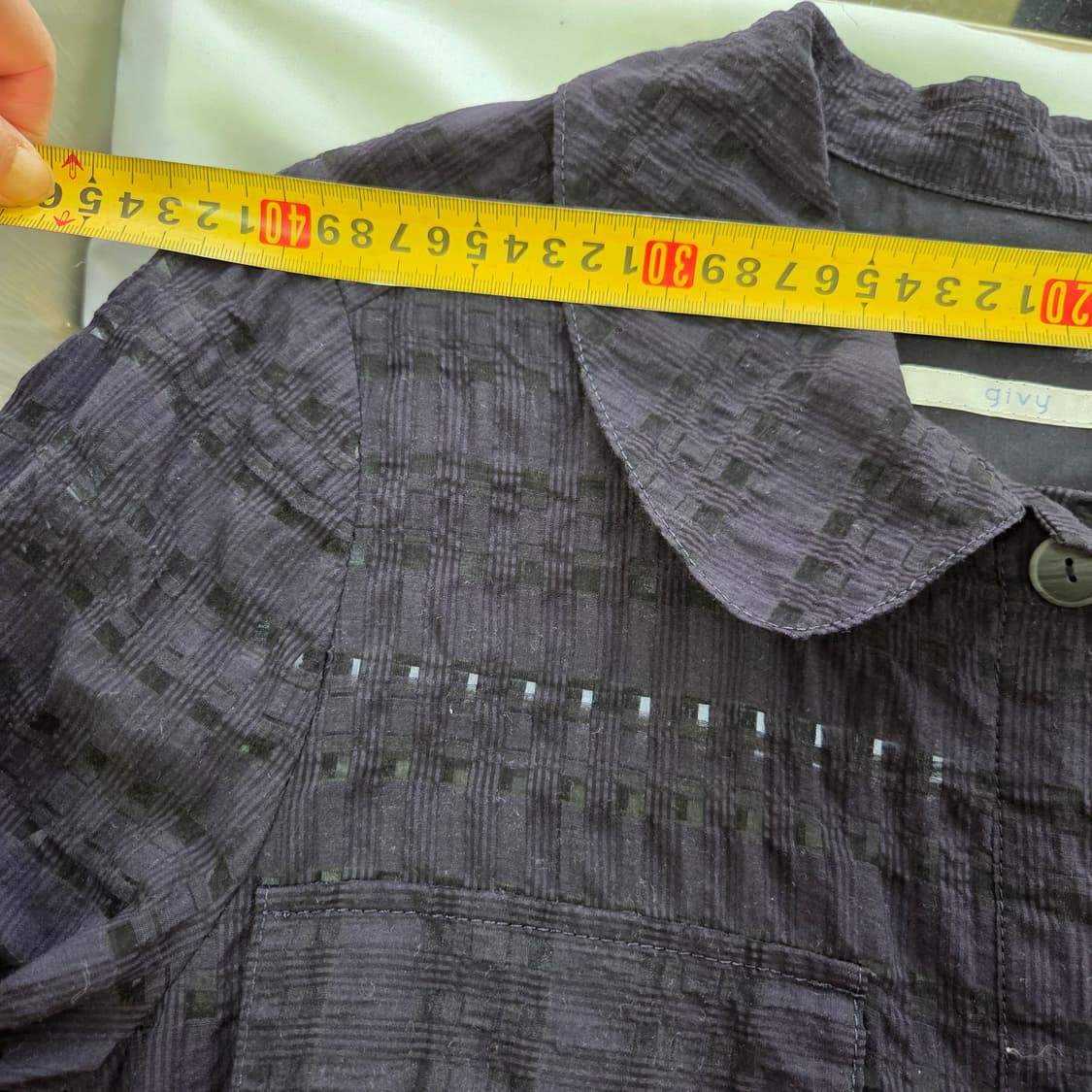 [GIVY] 기비 네이비 시스루 체크 롱셔츠 여성 66 상품이미지8