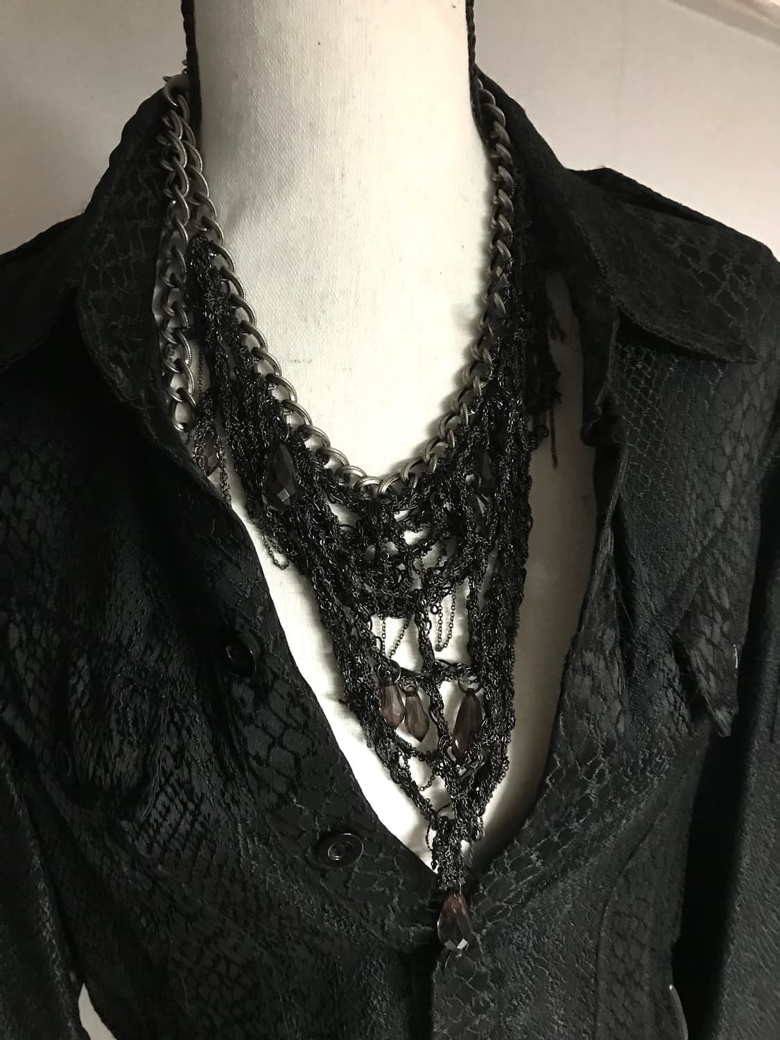 Vintage Multi-Layer Black Chain Necklace 상품이미지1