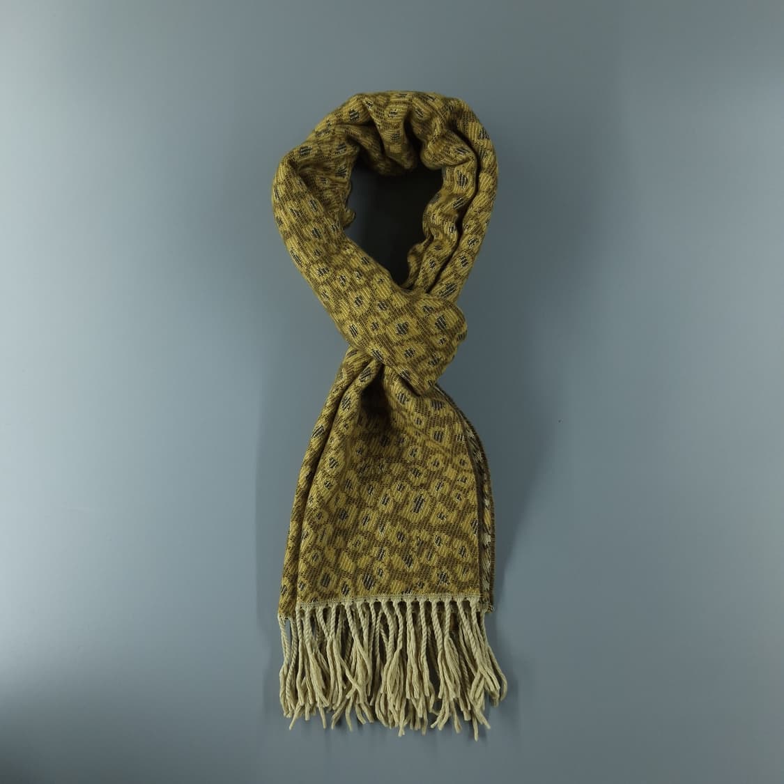 빈티지 베이지 카키 리버시블 레오파드 호피 캐시미어100 머플러 목도리 상품이미지6