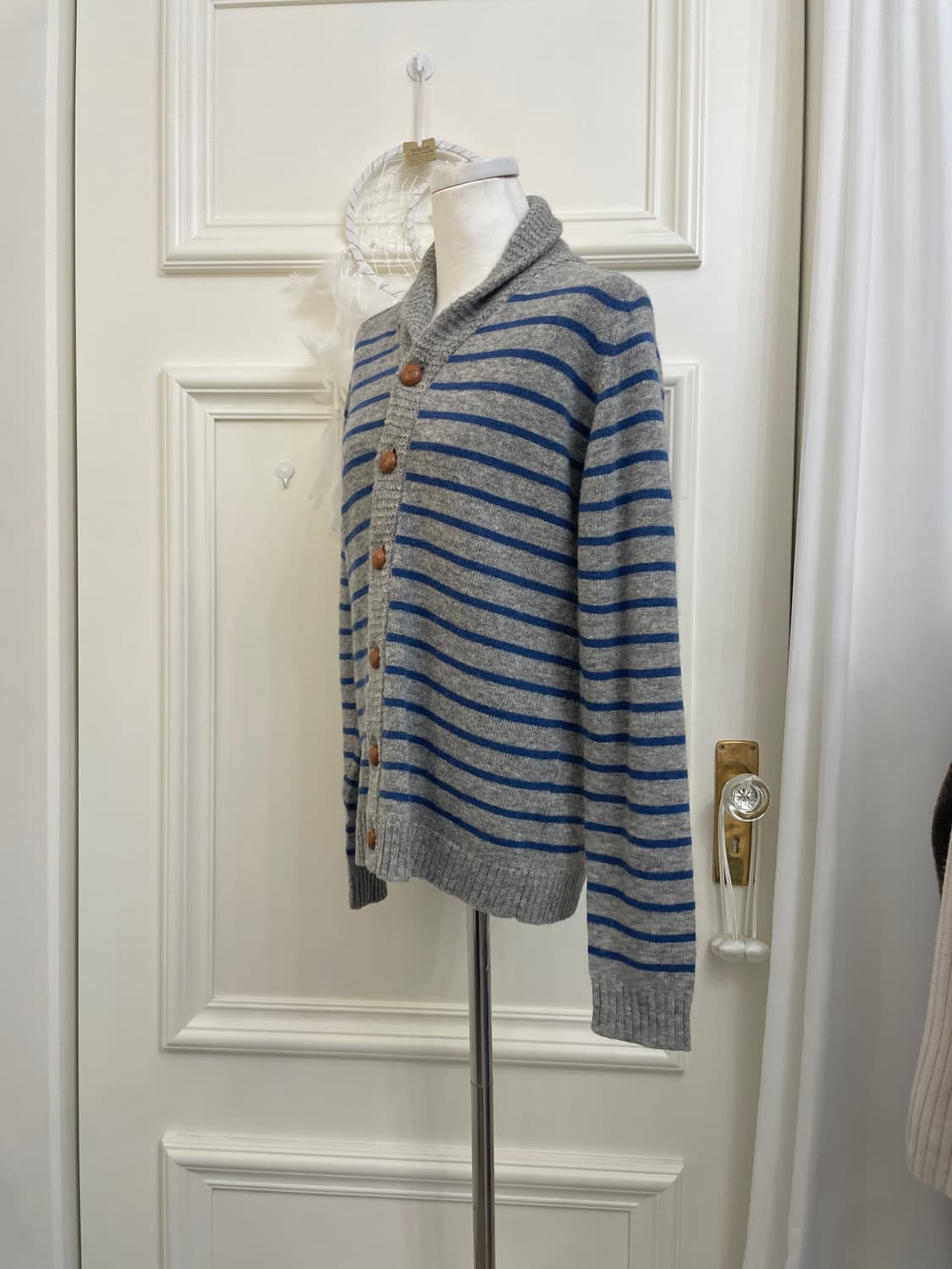 dark gray blue stripe mori cardigan 상품이미지2