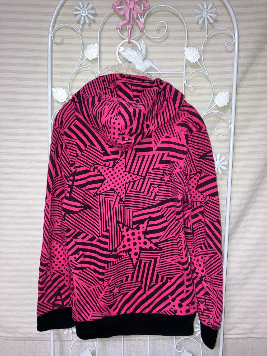 jpn vintage 핫핑크 키치 후드 집업 y2k 스트릿 갸루 펑키 상품이미지2