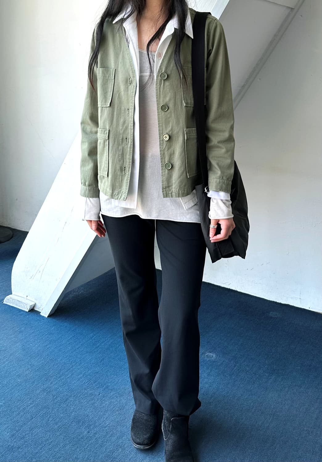 Cotton mil design nocollar shirt jacket  상품이미지8