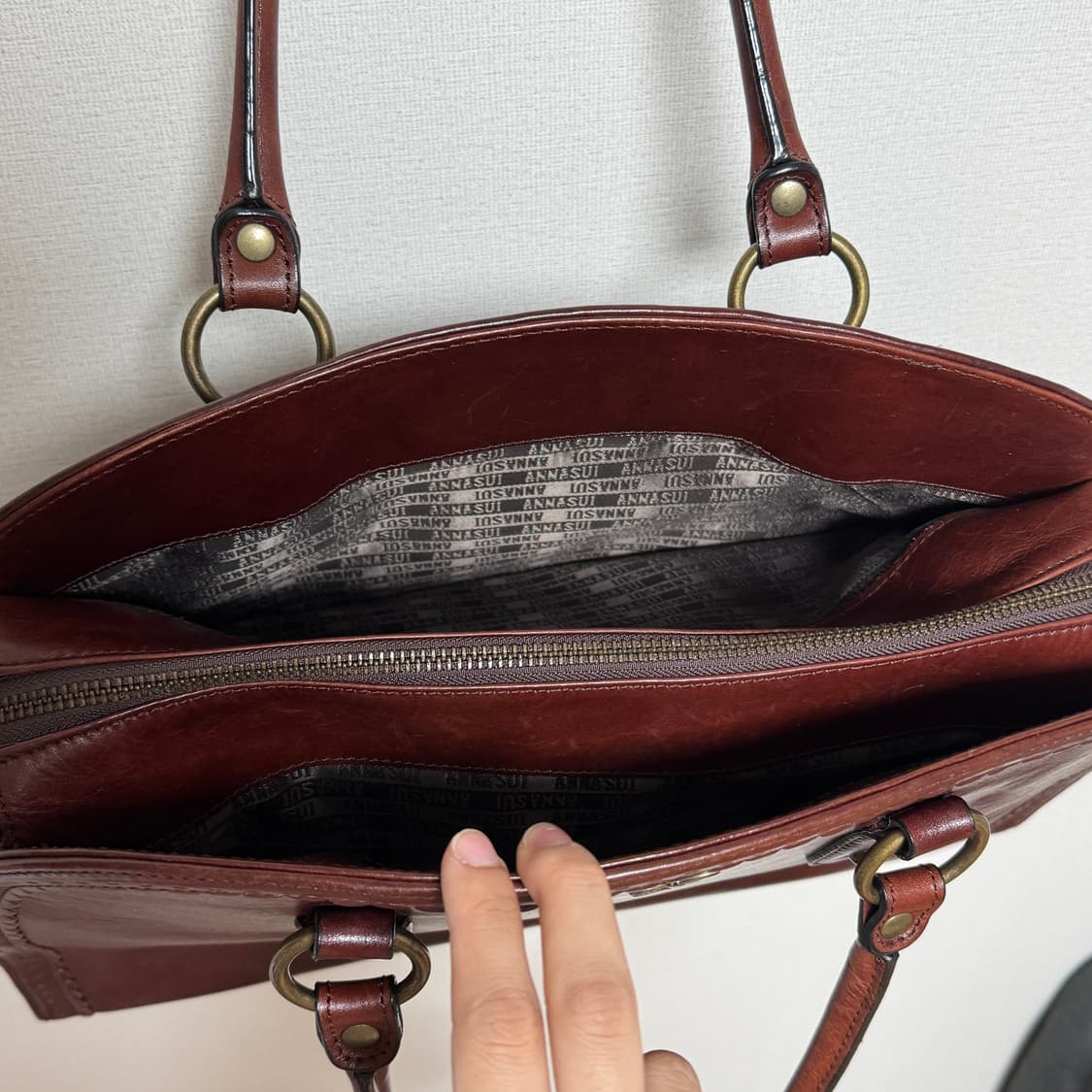 빈티지 안나수이 브라운 가죽 토트백 상품이미지3