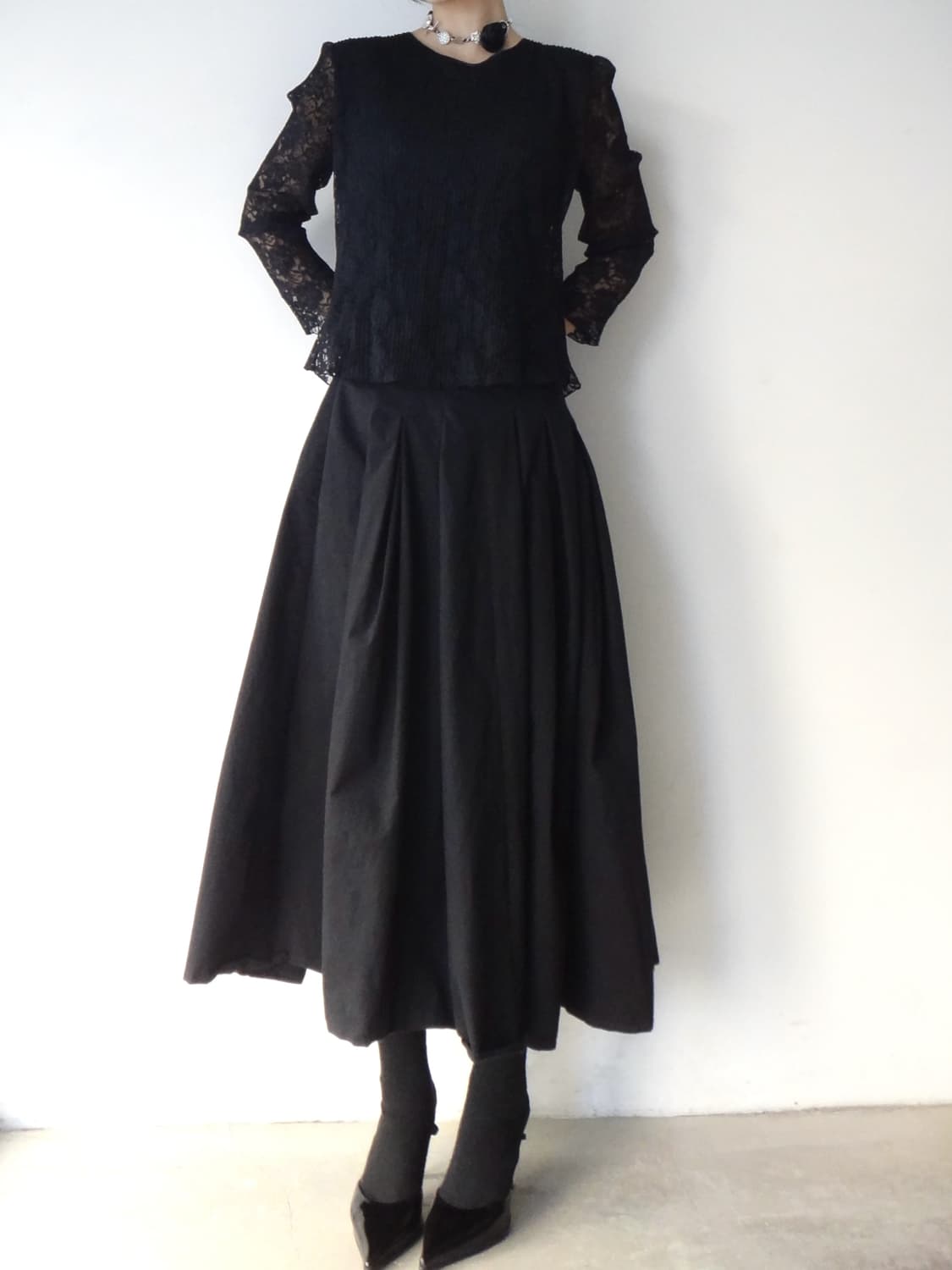 Ballon pleats long skirt / black 상품이미지6