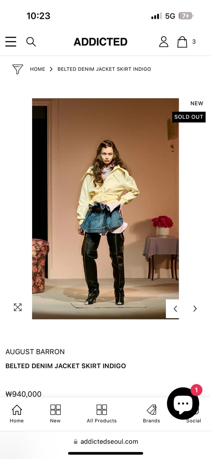 AUGUST BARRON BELTED DENIM JACKET SKIRT  상품이미지2