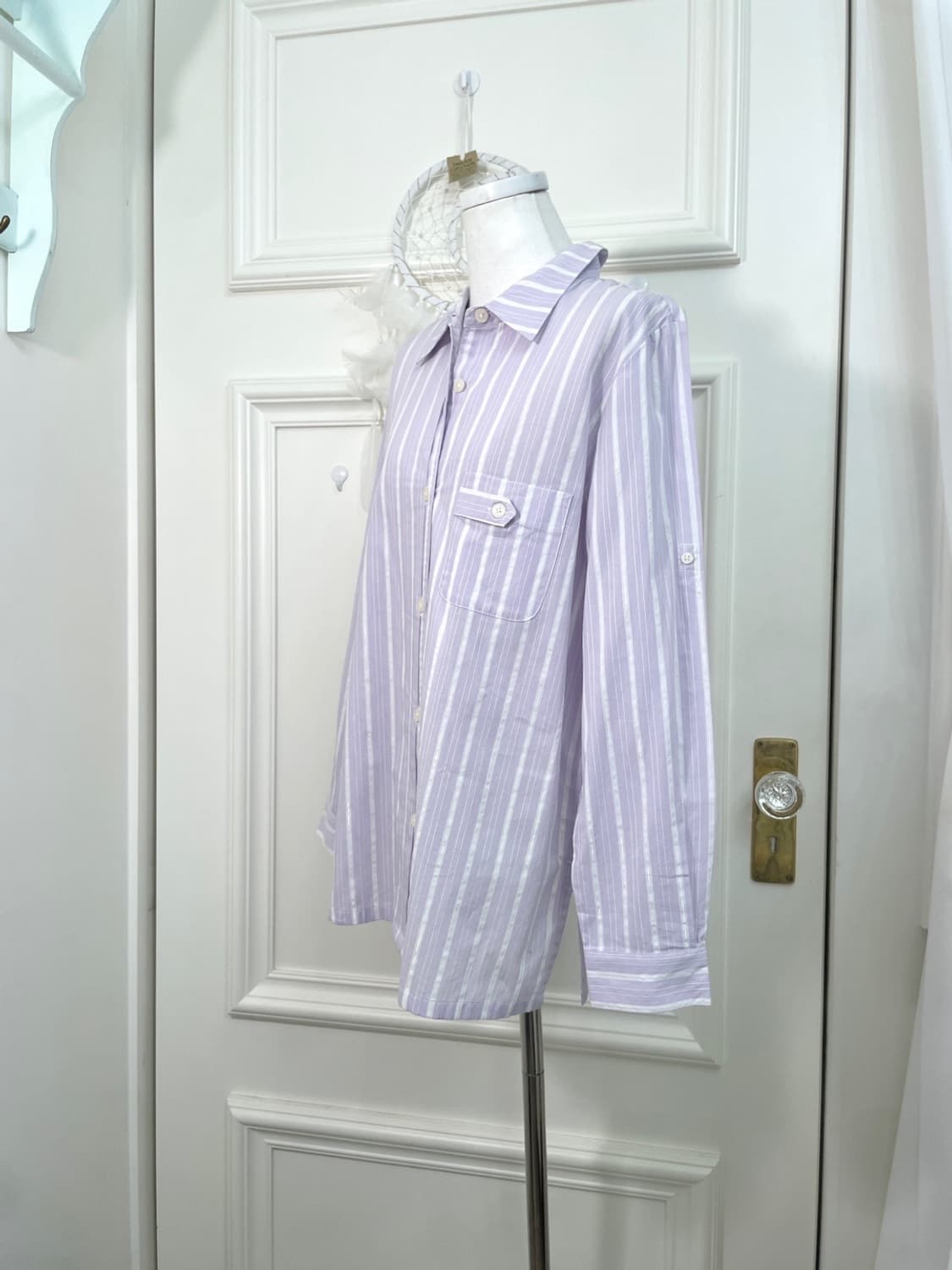 lavender stripe glitter loose cotton shi 상품이미지2