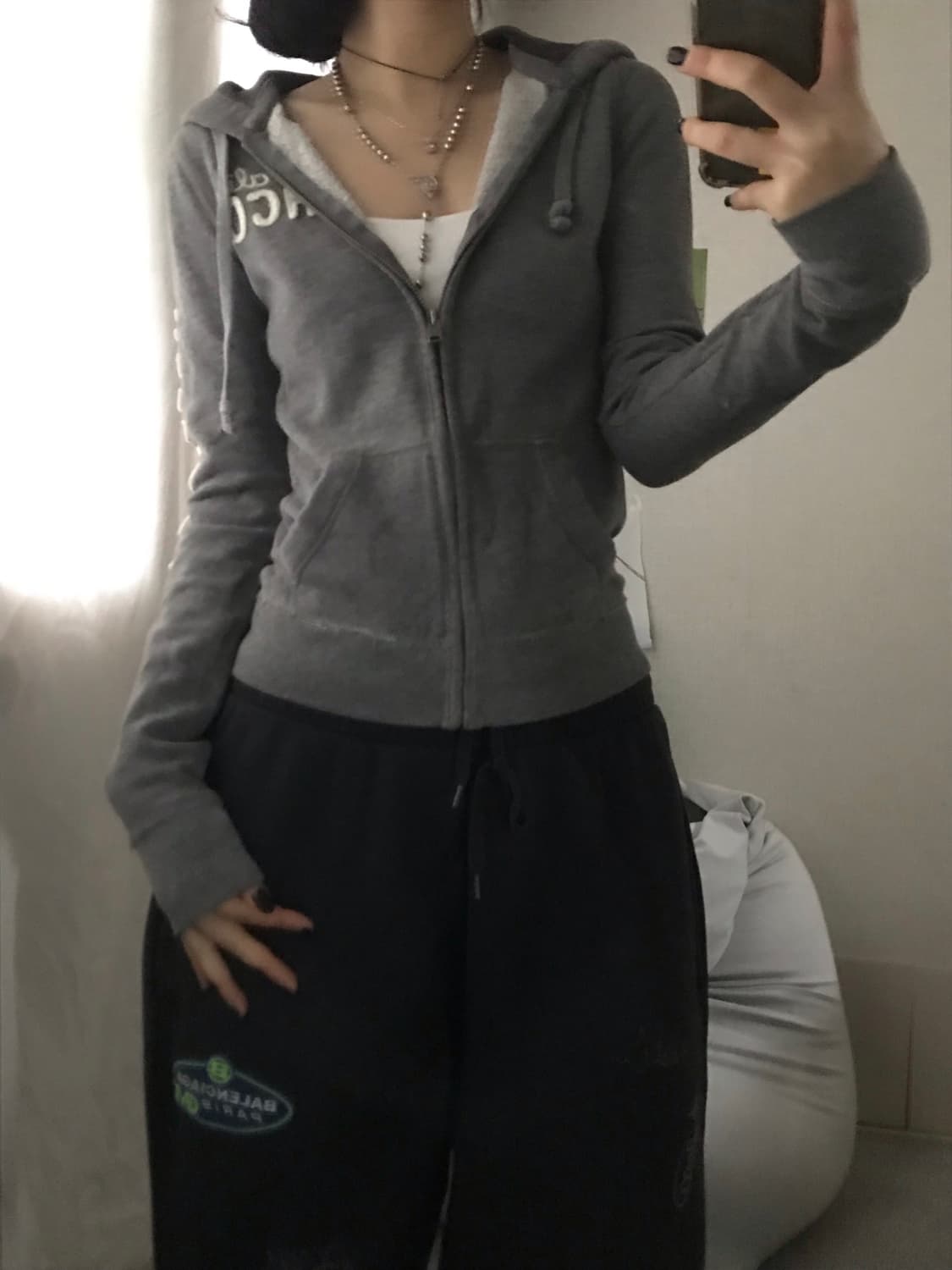 홀리스터 그레이 딱붙핏 후드집업 상품이미지2