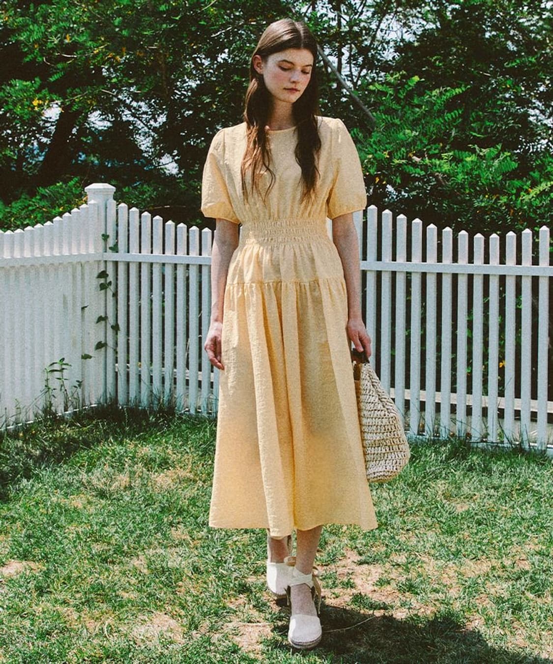 55) 마리끌레르 24ss 바스락 퍼프 프릴 원피스 옐로우 상품이미지7