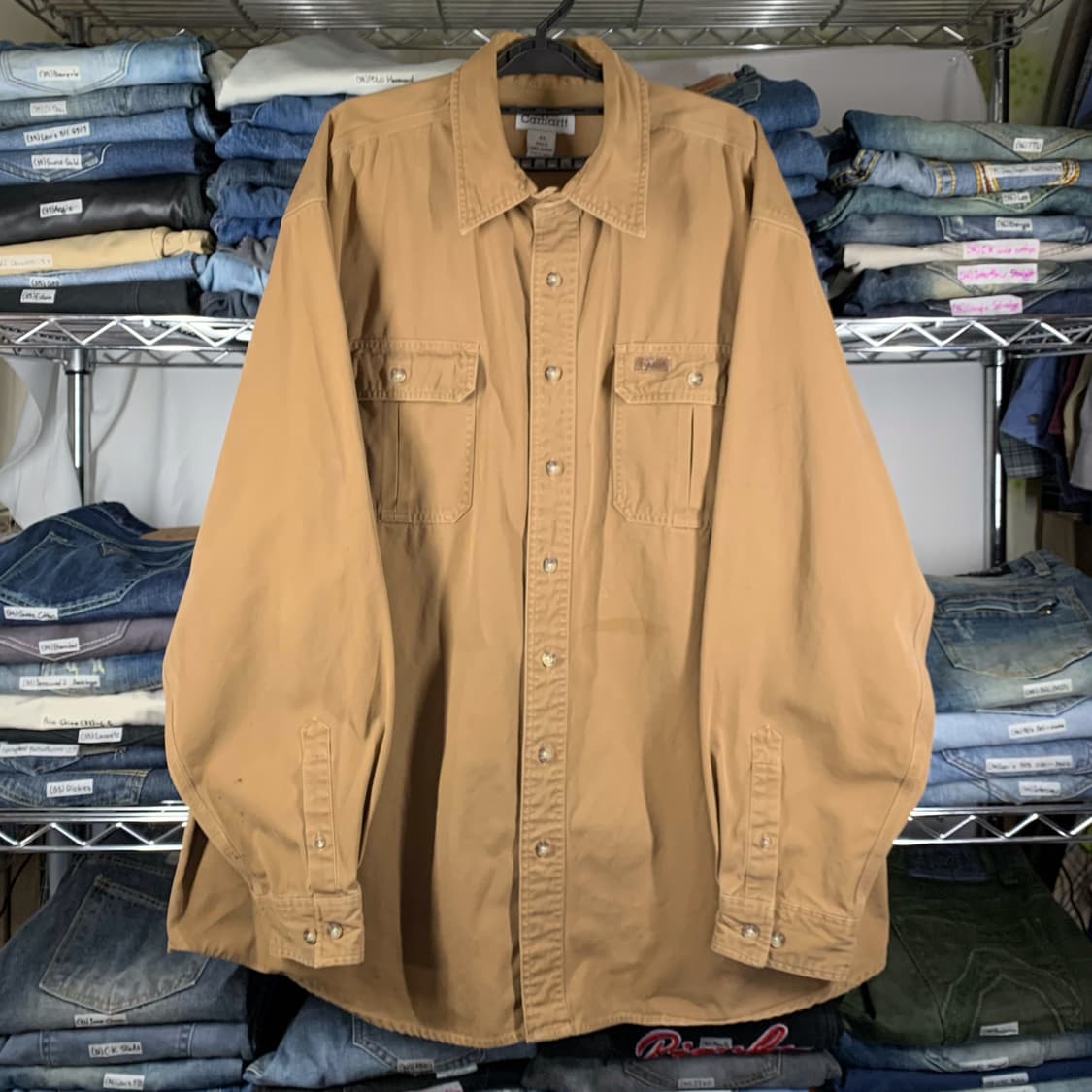 [XL] 00's 칼하트 헤비코튼 워크셔츠 카멜 상품이미지2