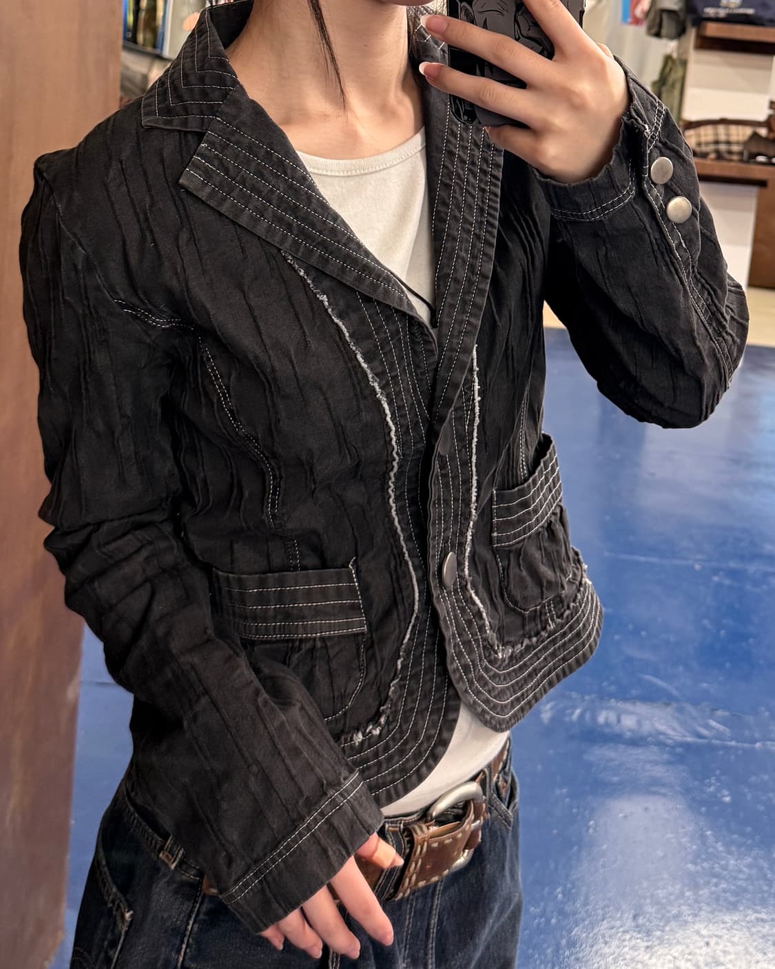 Japan made 스티치 텍스처 자켓 상품이미지2