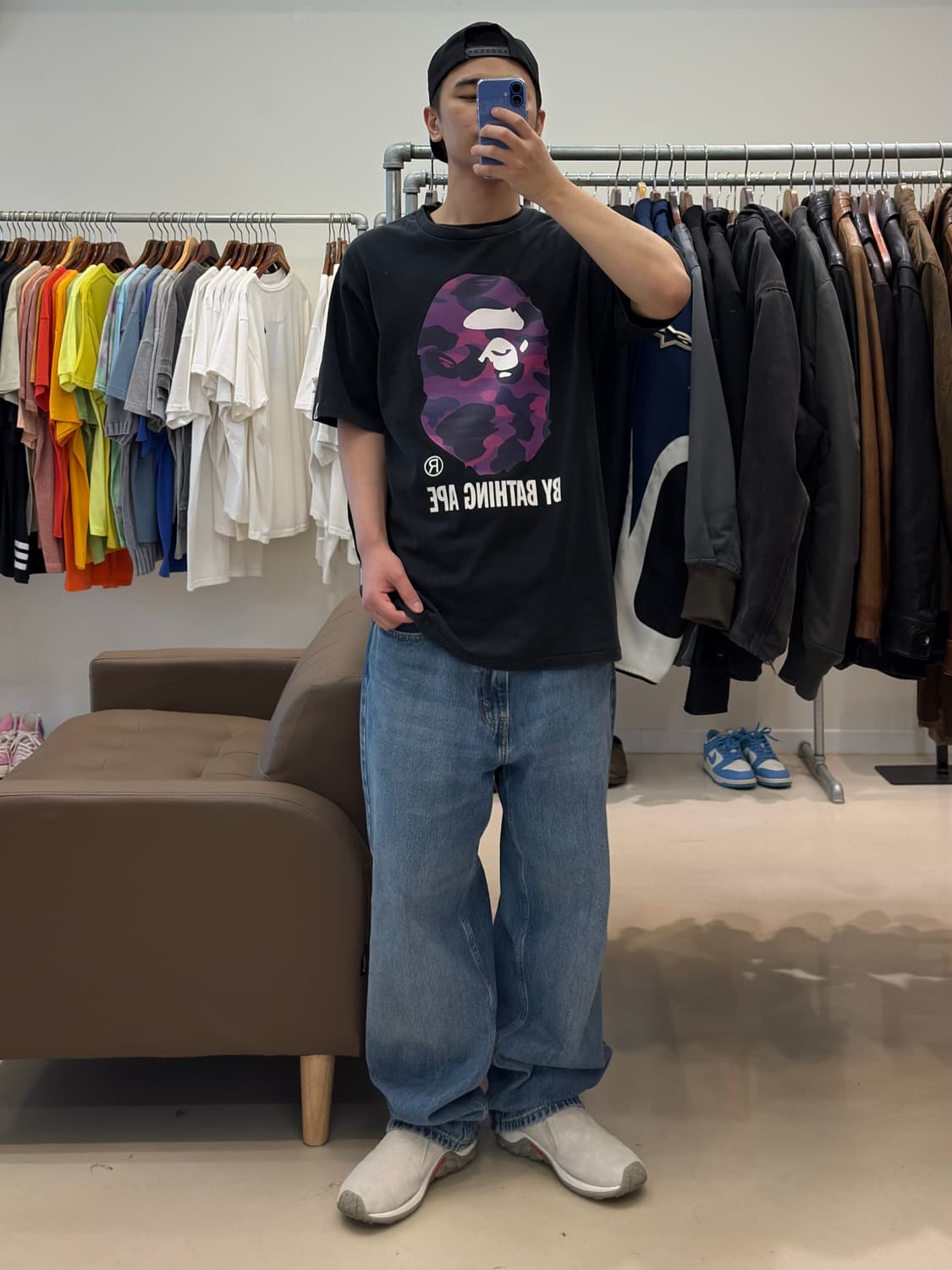 베이프 컬러카모 빅에이프 헤드 반팔 상품이미지9