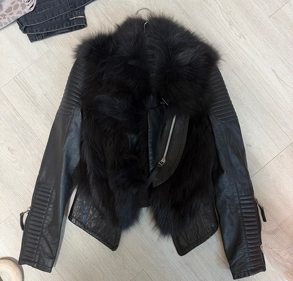 오늘만)리얼레더 리얼퍼 폭스 가죽자켓 퍼자켓 갸루 아케호무 상품이미지1