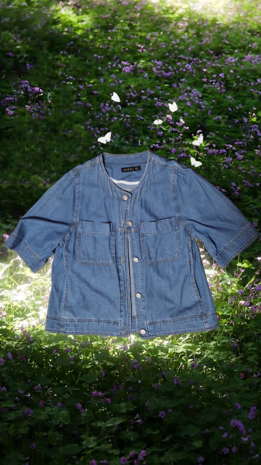 하구미 모리 7부 연청 데님 자켓 상품이미지1