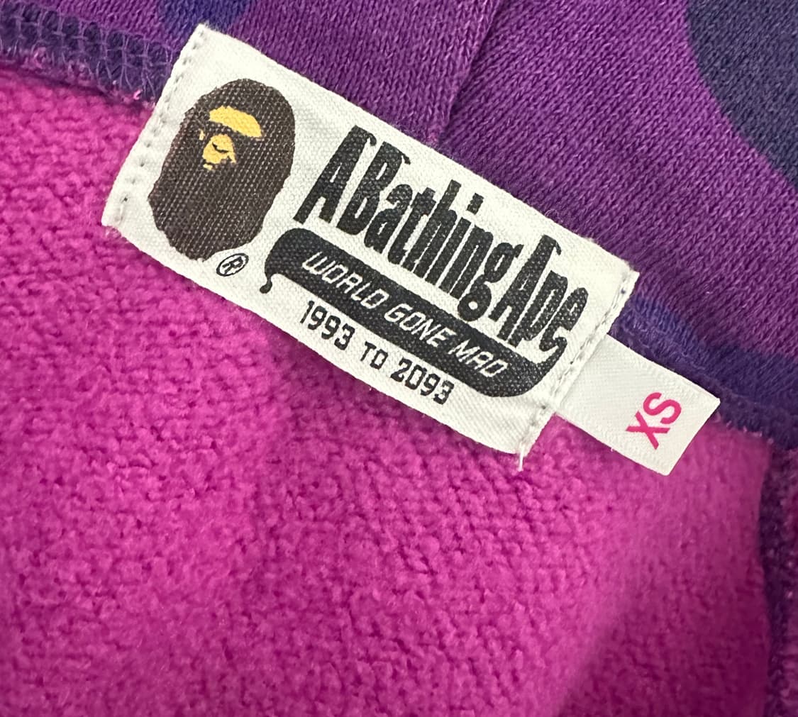 [ 실측 사이즈 S ] 베이프 샤크 후드집업 퍼플 상품이미지4