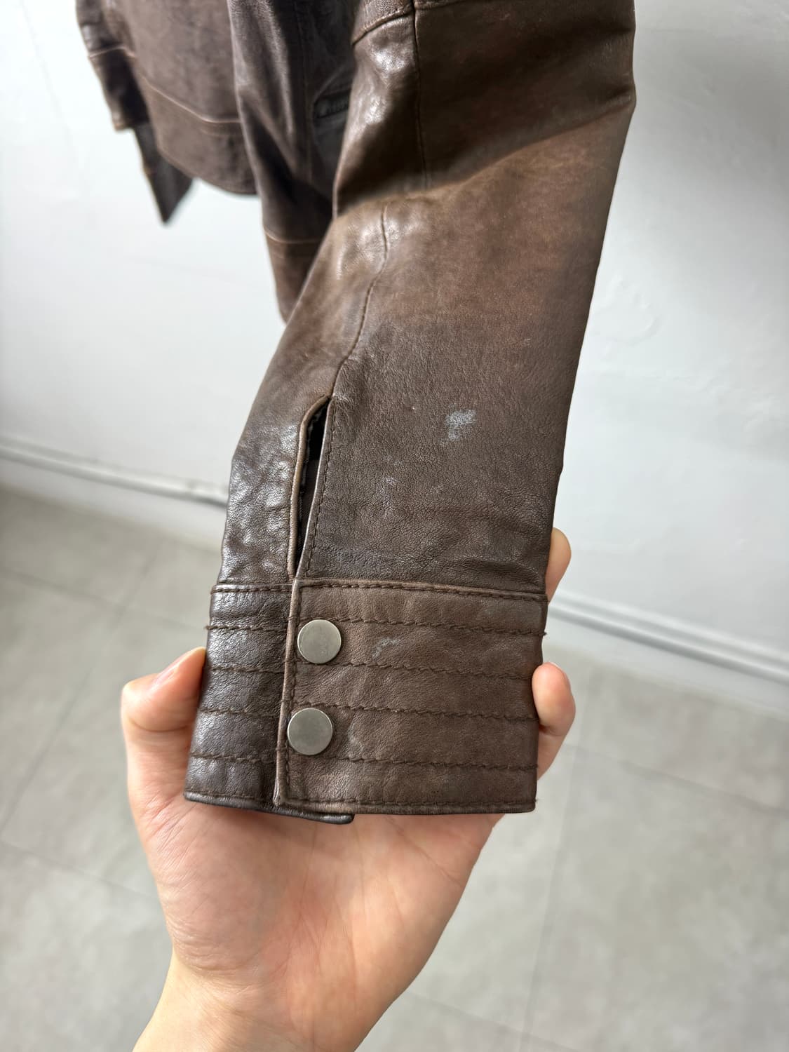 빈티지 쉽스킨 오프셋 레더 자켓 상품이미지7