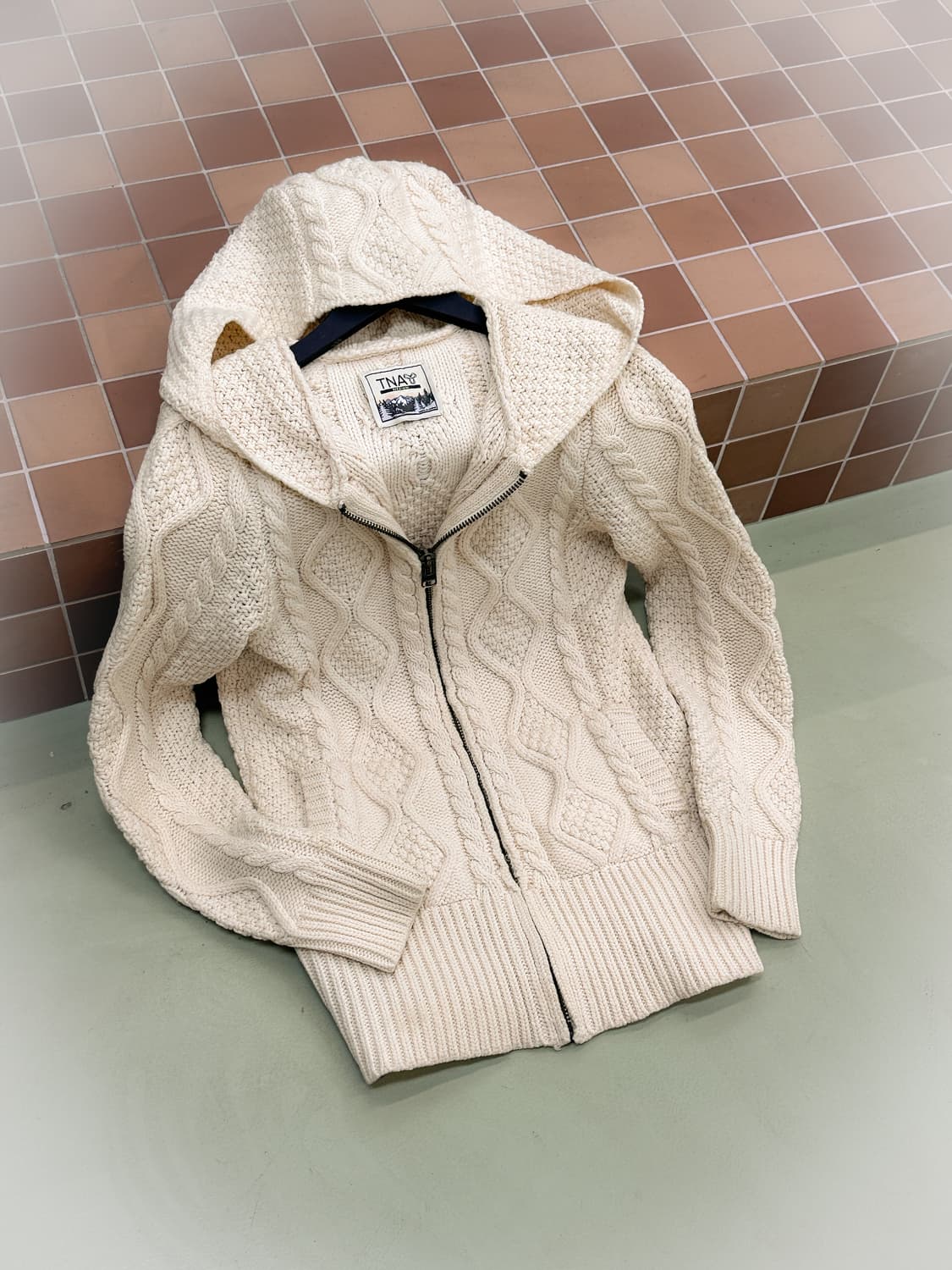 cream cable hd knit zip up 상품이미지1