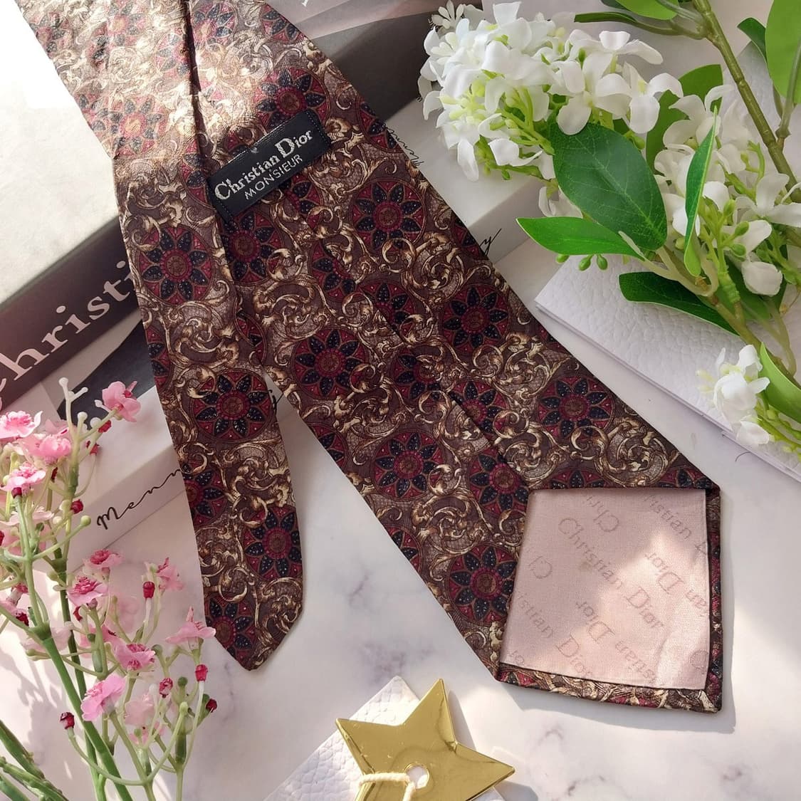 크리스찬 디올 브라운 바로크 패턴 넥타이 9.6cm A+등급 K1536
 상품이미지6