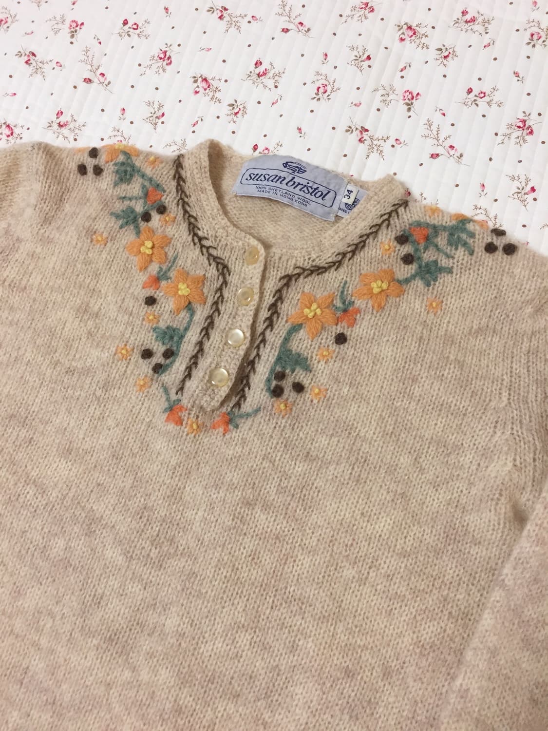 빈티지 모리걸 베이지 자수 니트 상품이미지2
