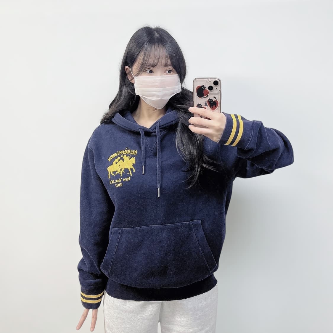 폴로 랄프로렌 빈티지 뉴욕 리버스위브 후드티 네이비 상품이미지1