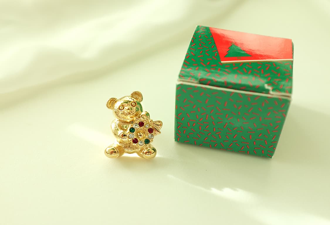 1990년대 Avon 크리스마스 테디베어 빈티지 브로치 상품이미지4