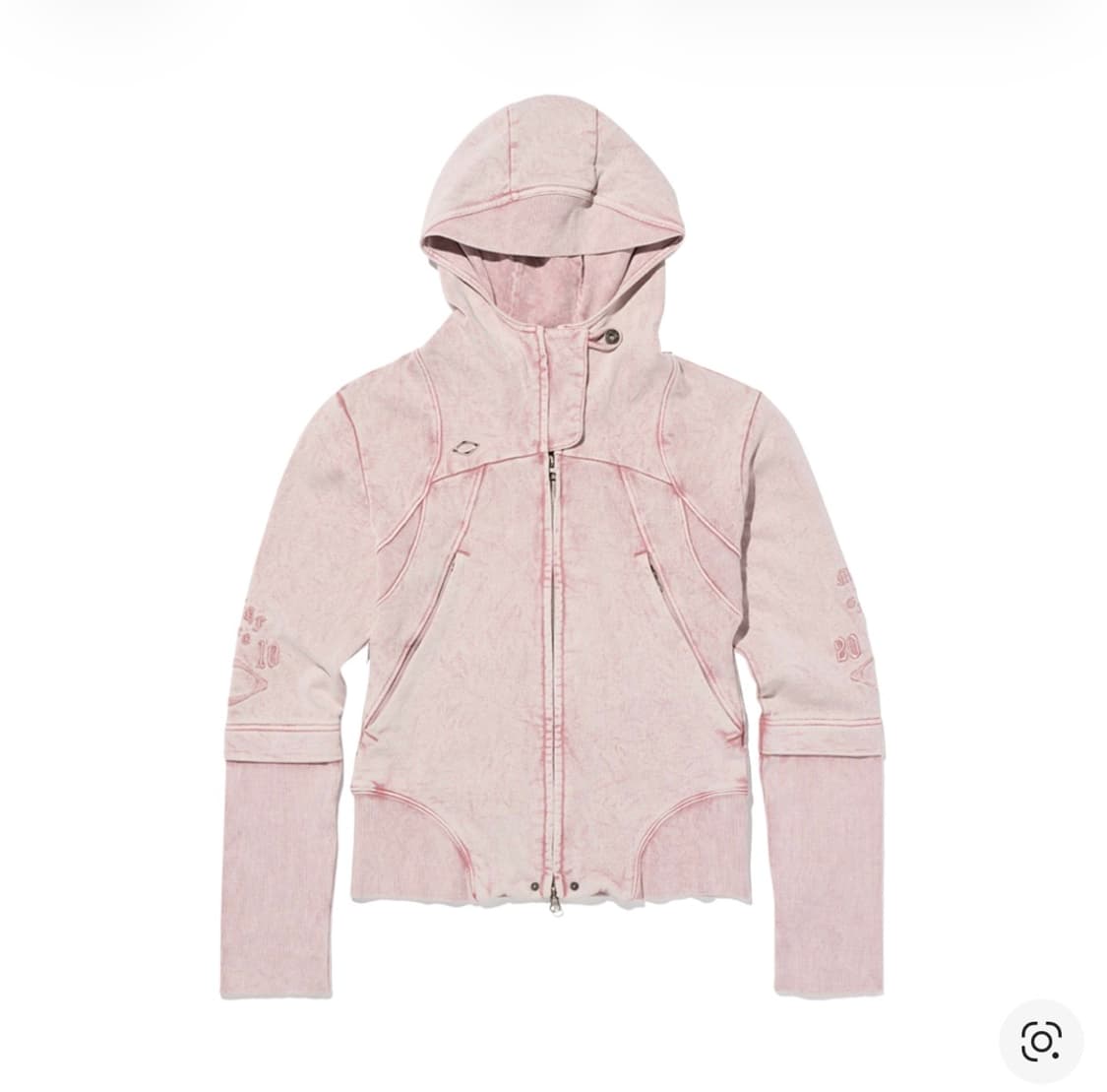 미스치프 컷 오프 후드 워시드 핑크 브라운 상품이미지1