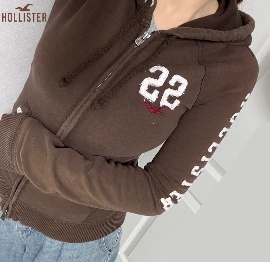 유일)홀리스터 딱붙 브라운 투웨이 후드집업 딸기초코 상품이미지7
