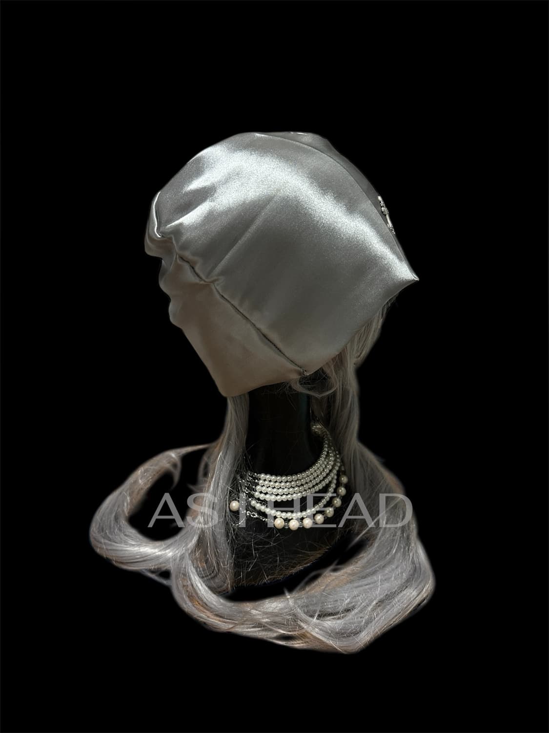 실버 십자가 팬던트 새틴 핸드메이드 롱 비니 상품이미지4