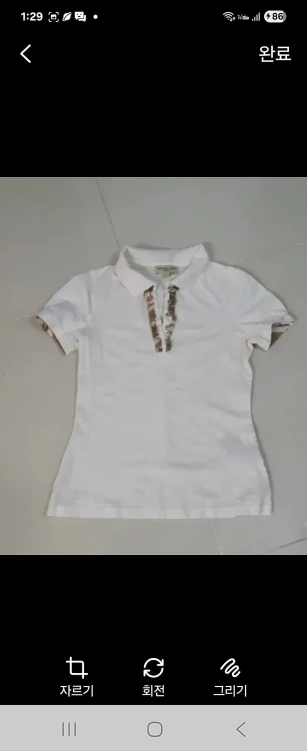 정품 버버리 면100% 티셔츠  85사이즈 44-55 상품이미지1