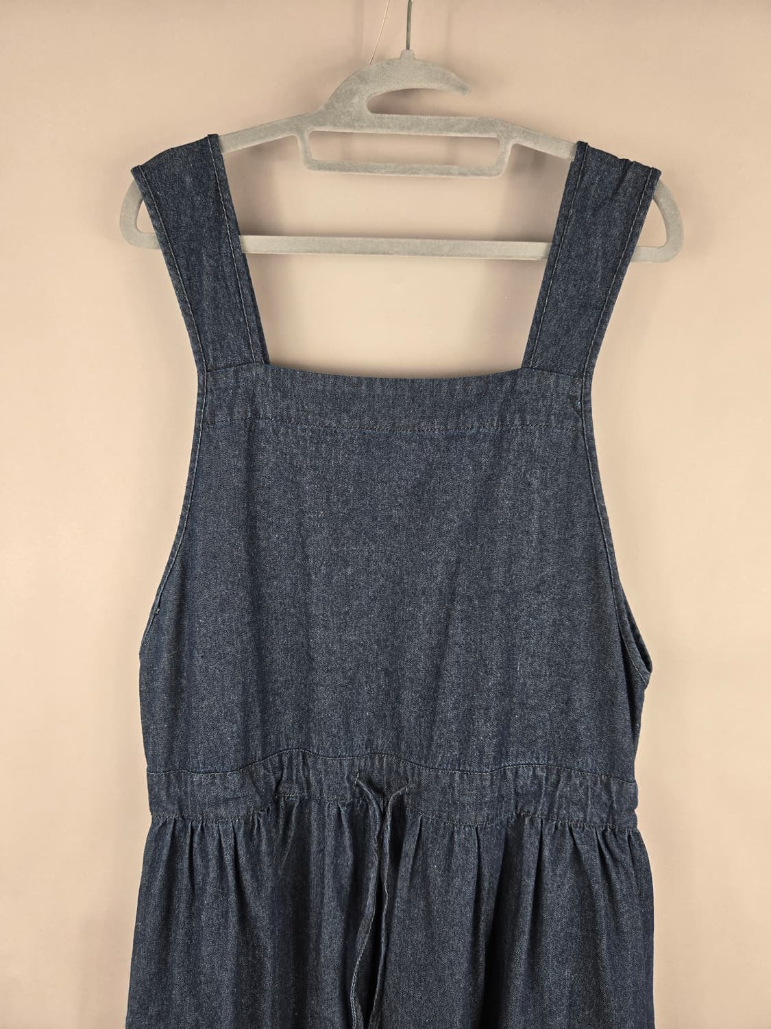 [무료배송]에이프런 피나포어 멜빵 데님 청 롱 플레어 원피스 상품이미지2