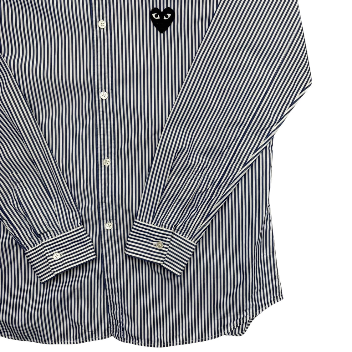 꼼데가르송 블랙 하트 와펜 블루 스트라이프 셔츠 L 상품이미지3