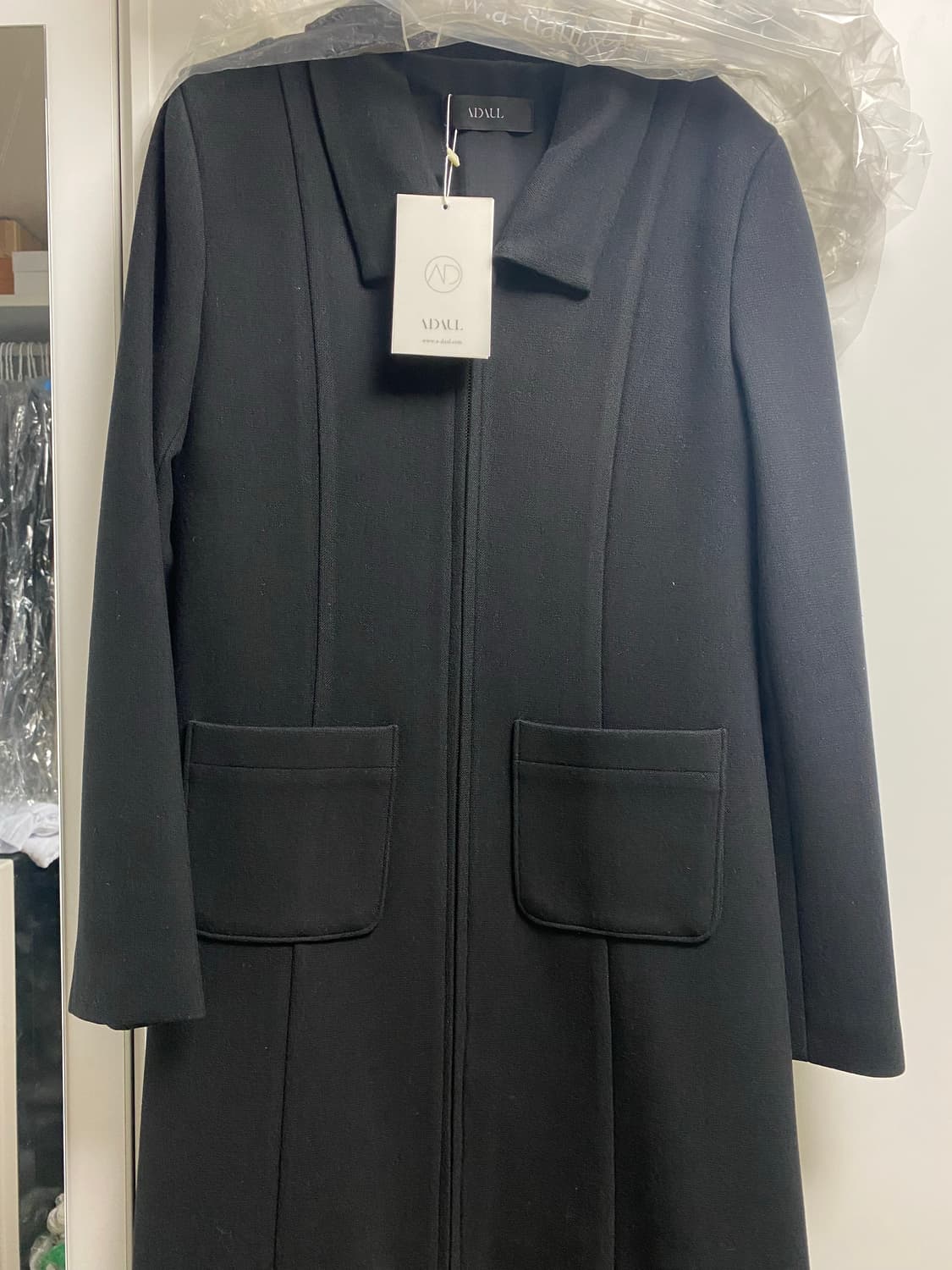 어다울) Zip up simple long dress - black-S 상품이미지4