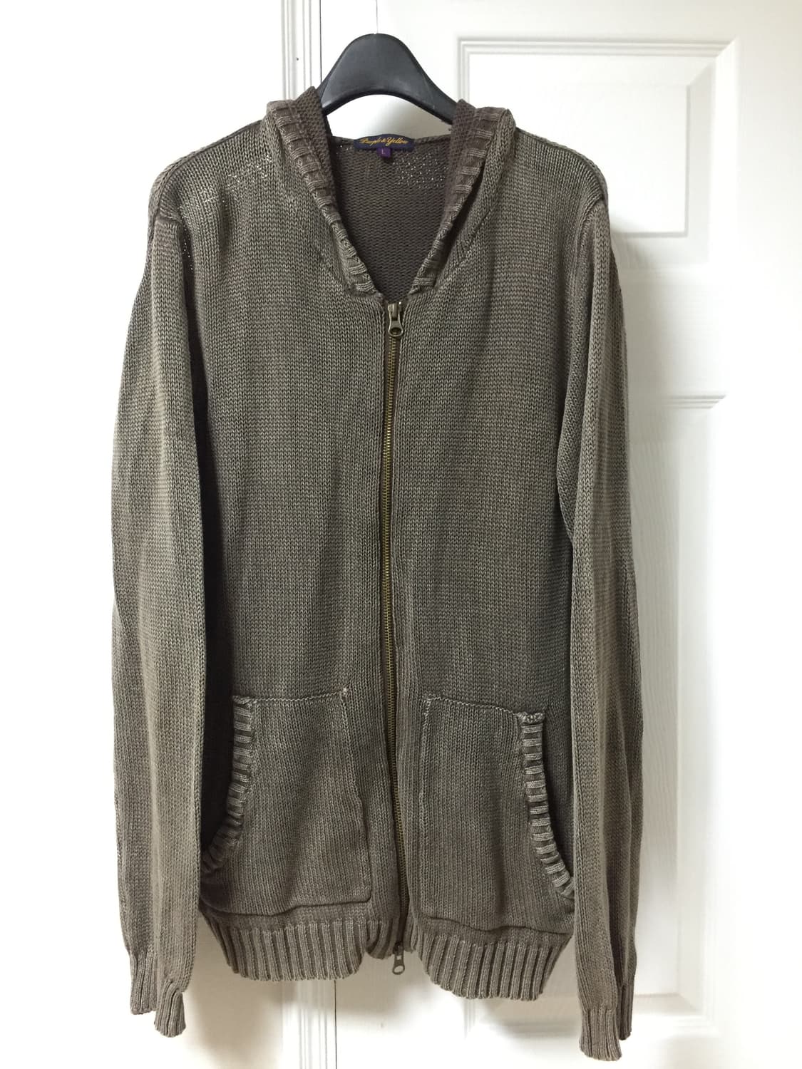 Purple&Yellow 투웨이 빈티지 니트 후드집업 L 상품이미지1