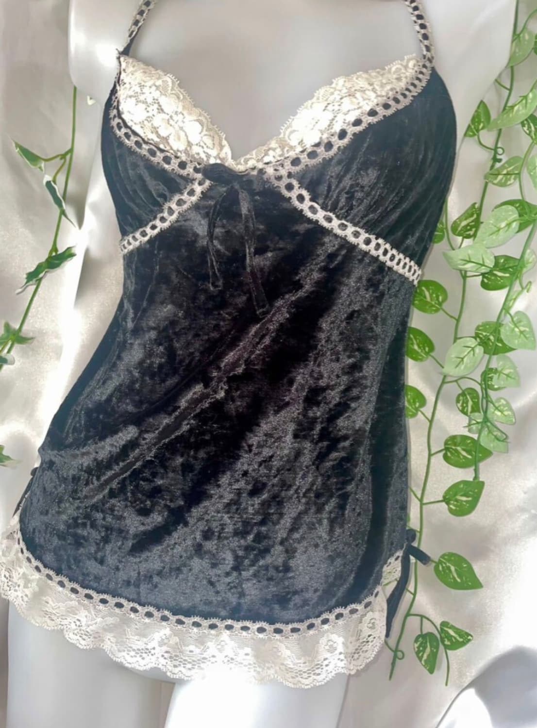 일본 빈티지 에메필 벨벳 레이스 슬립 로걀탑 나시 공겜여주 오네갸루 상품이미지1