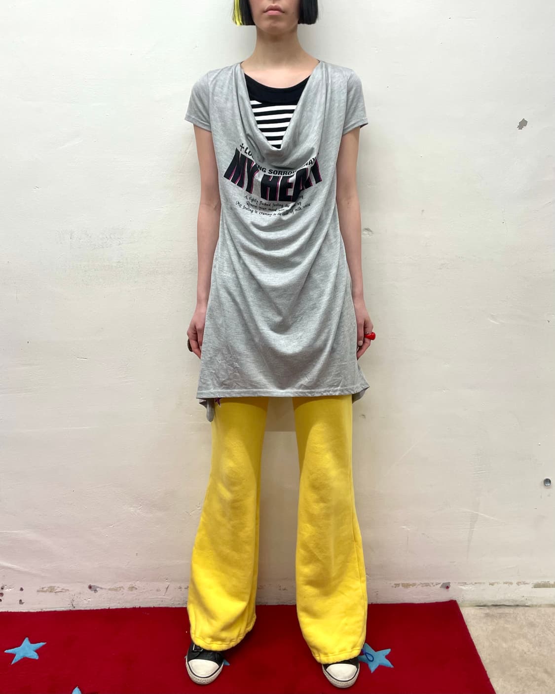 Stripe Layered Cross Grey T-Shirt 상품이미지4
