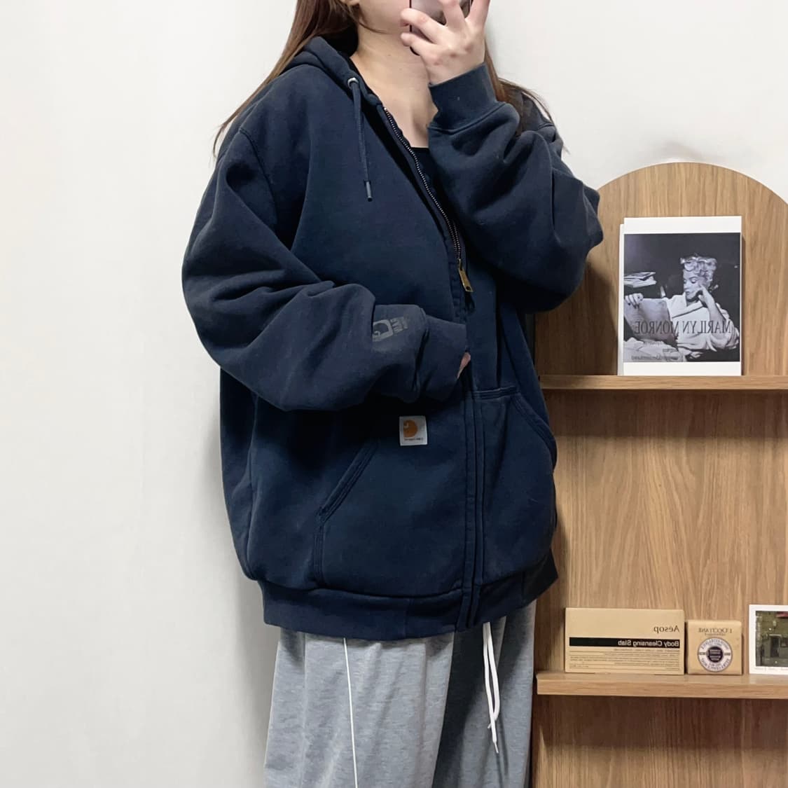 [정품] 칼하트 네이비 써멀 후드집업 [ M ] 상품이미지2