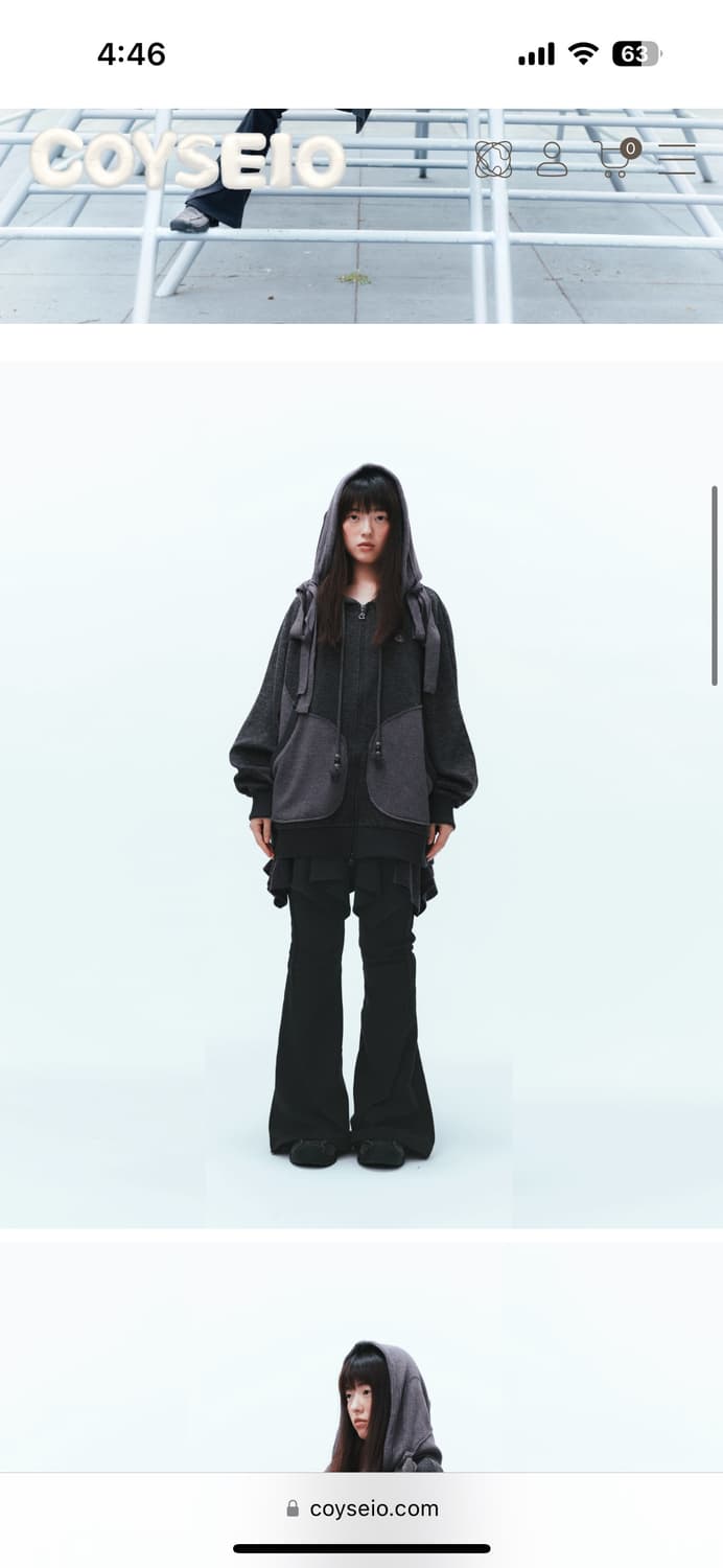 코이세이오 이어머프 후드집업 차콜 상품이미지5