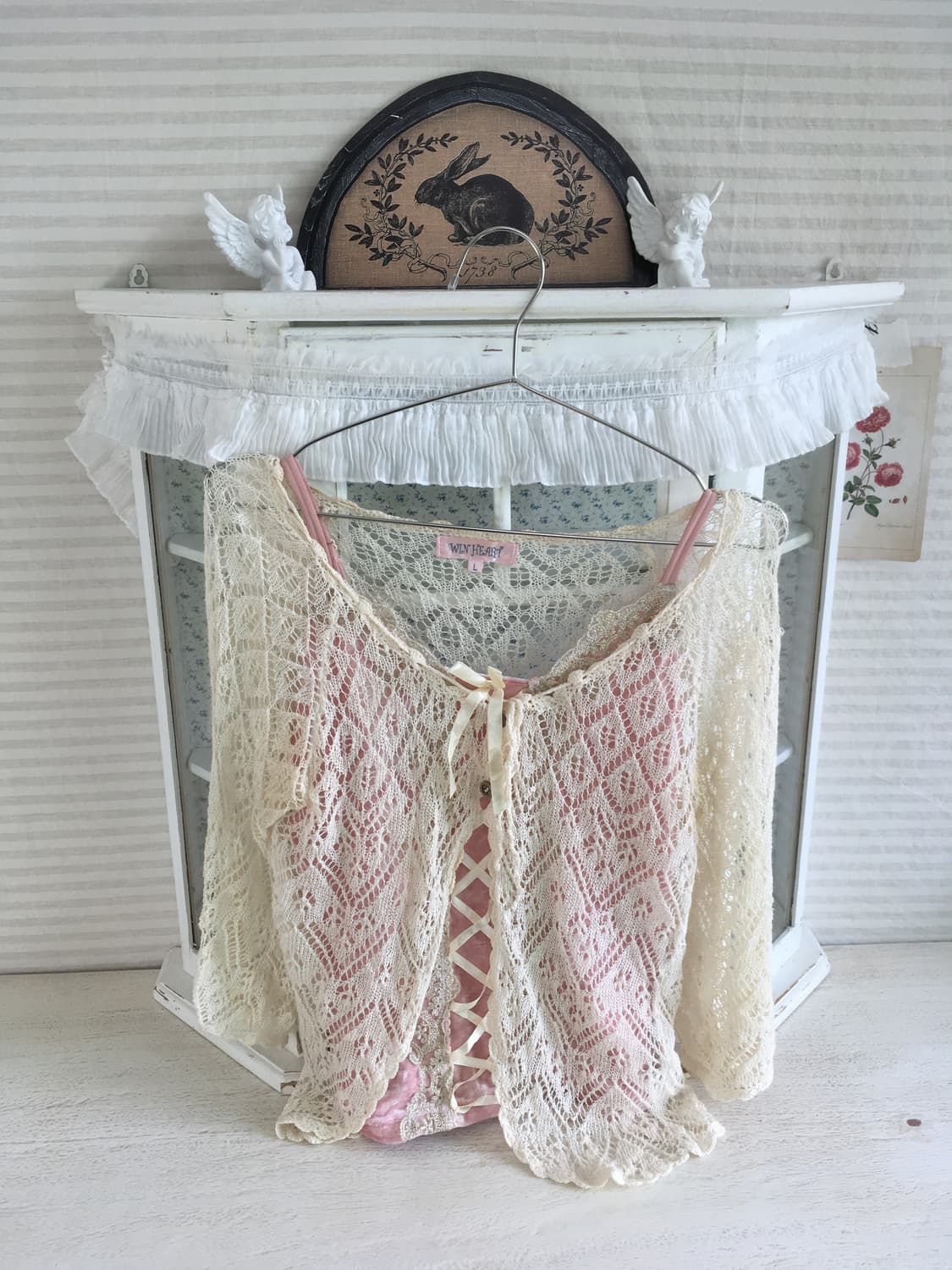 jpn vintage ivory crochet layered cardig 상품이미지5