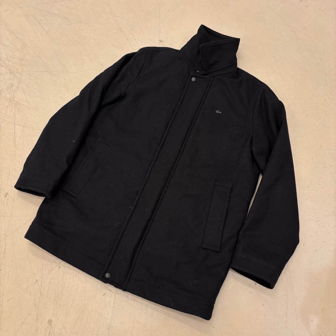 라코스테 블랙 모직 코트 상품이미지1