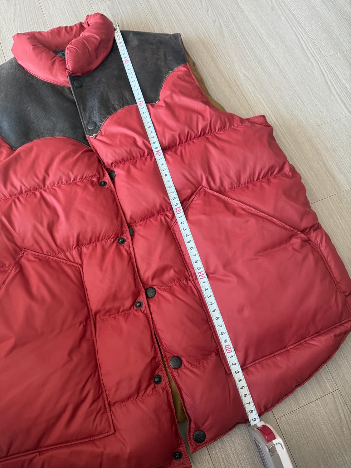 예전모델 rrl 더블알엘 레더 요크 퀄팅 베스트 레드 M 상품이미지8