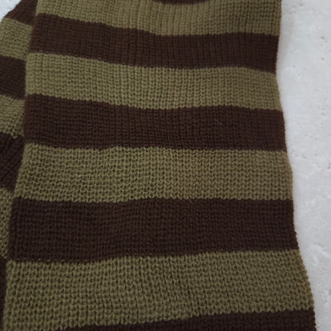 일본제 브라운카키 스트라이프 레그워머 상품이미지3