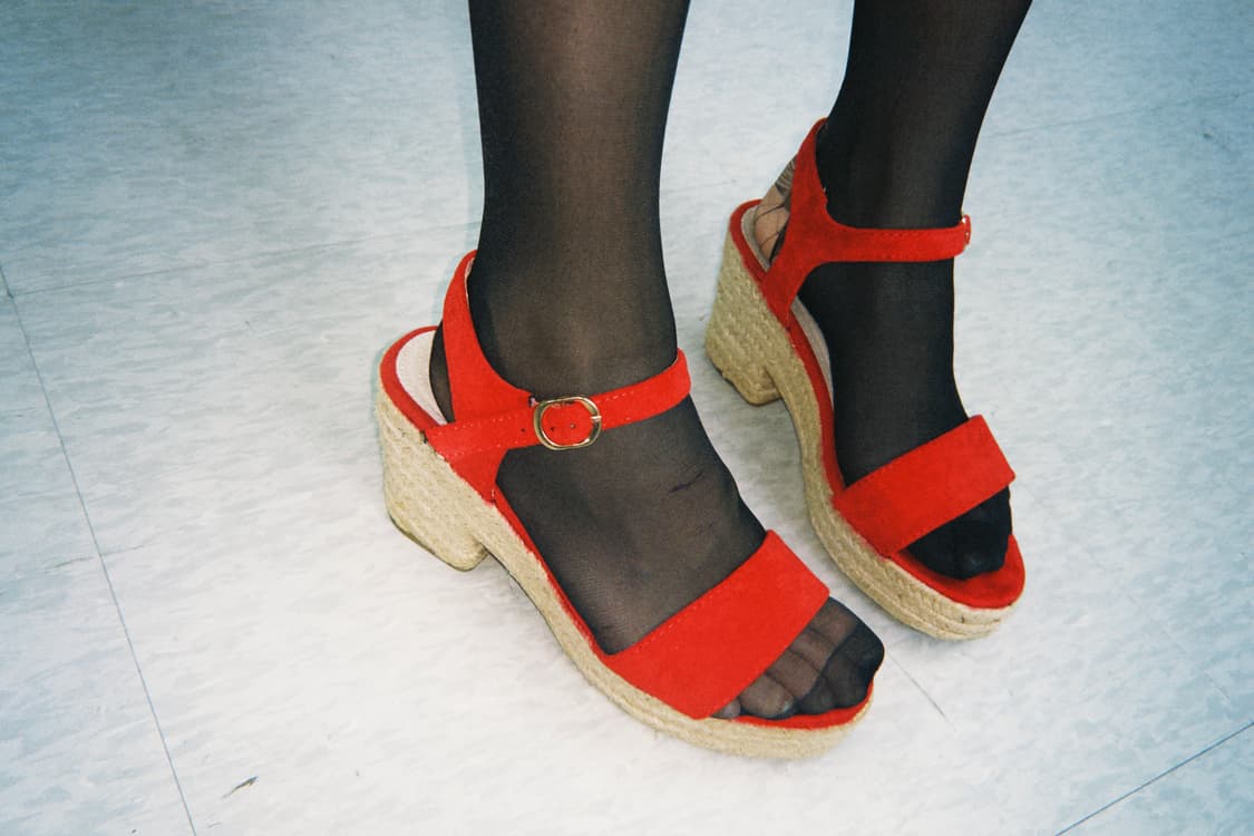 빈티지 레드 웨지힐 샌들 상품이미지1