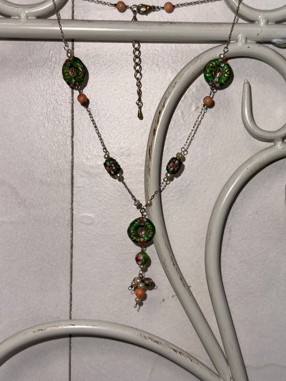 Green oriental ring chain beads necklace 상품이미지5