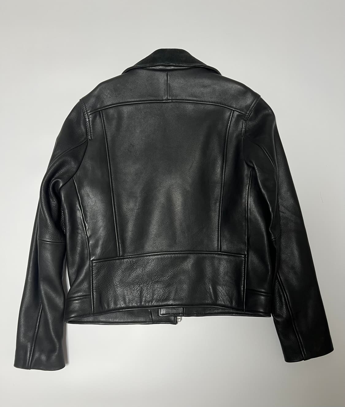 H&M 에디션 벨벳카라 라이더 소가죽 자켓 상품이미지4
