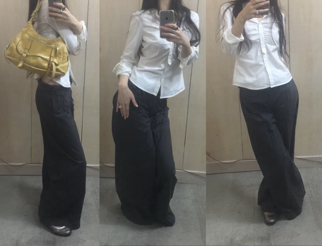 [직수입] 빈티지 와이드 팬츠 차콜 블랙 상품이미지4