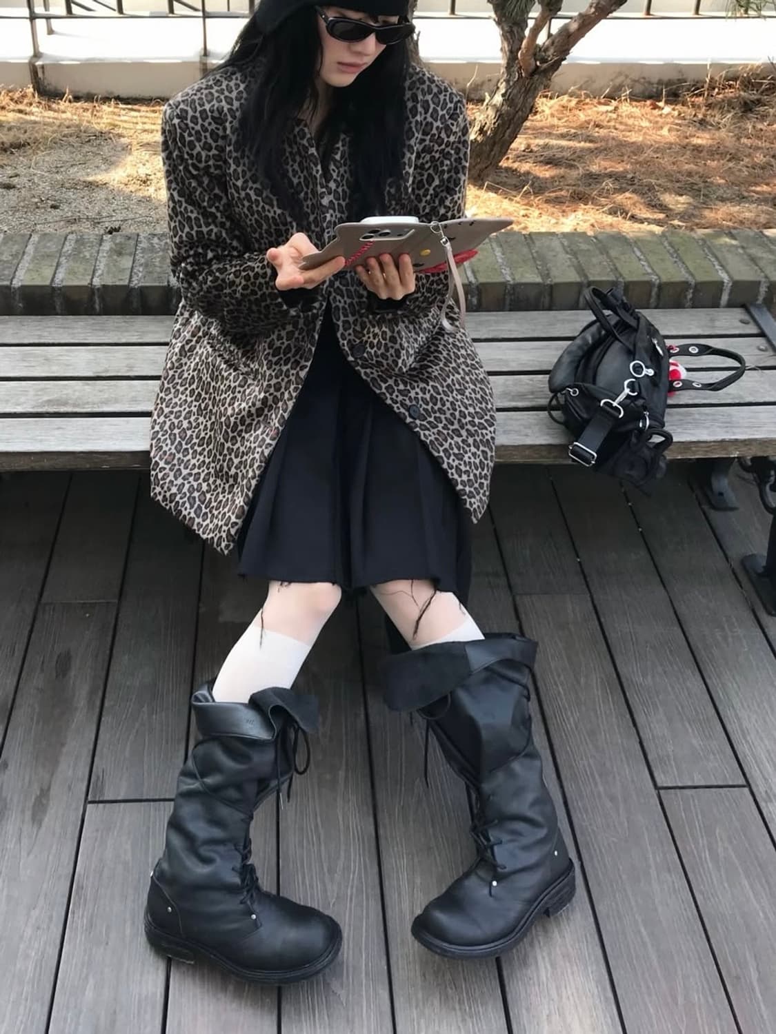 네거티브쓰리 레이스업 폴디드 롱부츠 블랙 240 상품이미지10