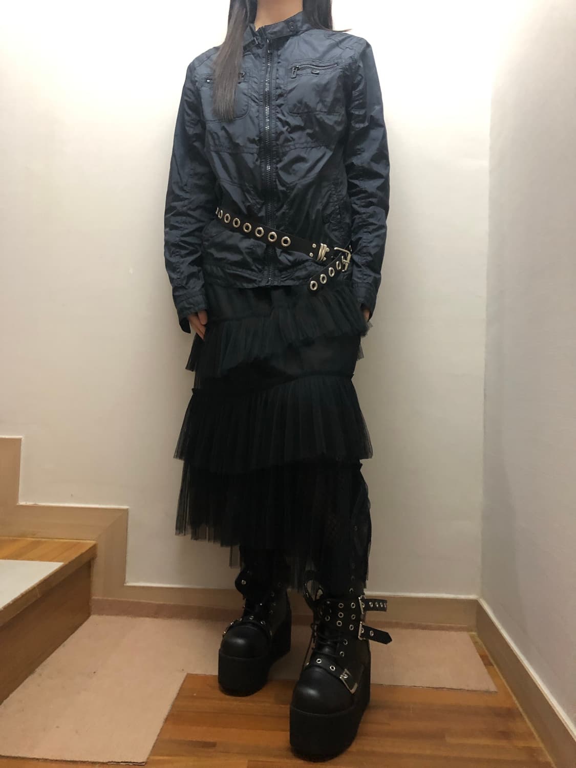 빈티지 블랙 레이스 러플 스커트 상품이미지2